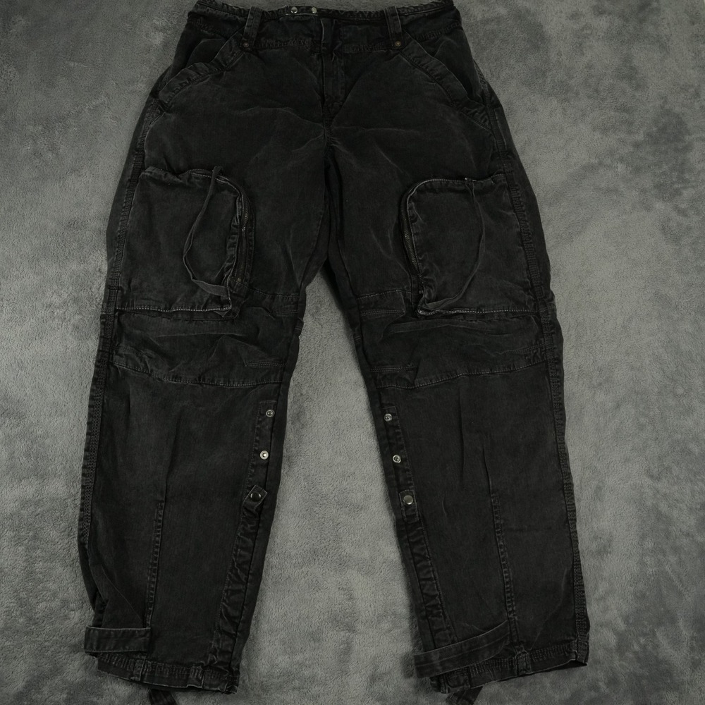 Free People Can't Compare Slouch Cargo Pants Women L Black Gorpcore Utility - Picture 2 of 12